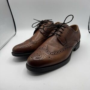 Florsheim Comfortech Shoes Men 8.5 D Brown Leather Wingtip Brogue Oxford